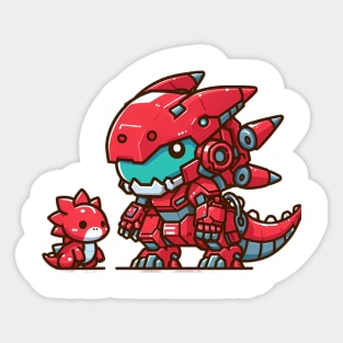 Chibi mecha red dinosaurus Sticker